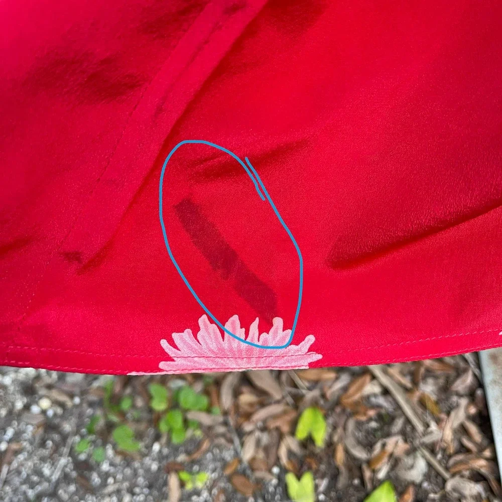 Vintage 70s Red Silk Asian Inspired Dress Floral Long Sleeve Rita Angelo M L - Picture 6 of 13